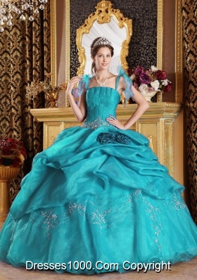 Discount Puffy Spaghetti Straps Appliques Long 2014 Quinceanera Dresses