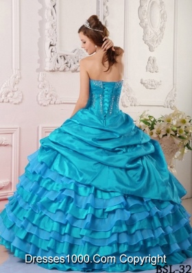 Puffy Beading Long 2014 Quinceanera Dresses with Strapless