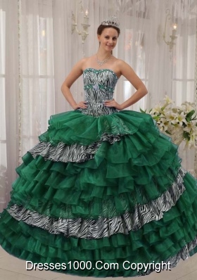 Sweetheart Zebra Turquoise Quinceanera Dresses with Layers