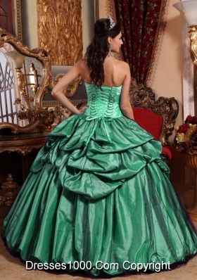 Turquoise Ball Gown Strapless Sweet Sixteen Dresses with Pick-ups