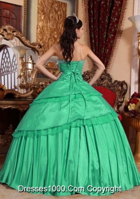 Turquoise Sweetheart Taffeta Sweet Sixteen Dresses with Appliques