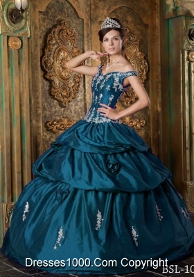 Vintage Off The Shoulder Floor-length Appliques Puffy Quinceanera Gowns