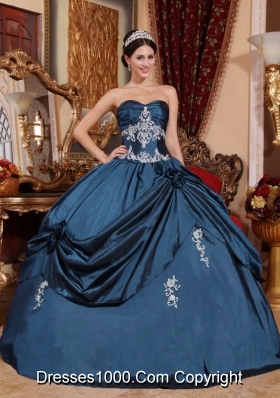 2014 Spring Puffy Sweetheart Appliques Long Quinceanera Dresses