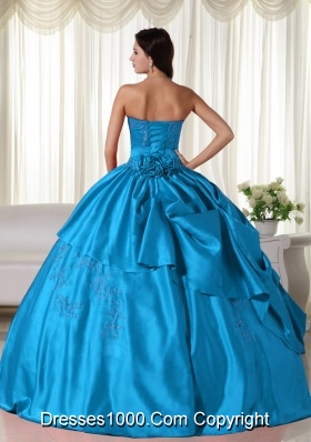 Aqua Blue Ball Gown Sweetheart Floor-length Floor-length Embroidery Quinceanera Dress