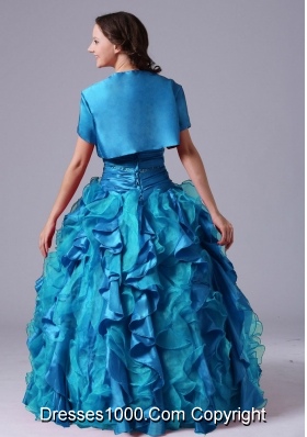 Ball Gown Aqua Blue Ruffles Beaded Decorate Bust Quinceanera Dress With  Ruch In Maine