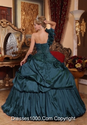 Beading Ball Gown One Shoulder Military Ball Quinceanera Gowns