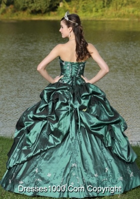 Custom Size Strapless Turquoise Quinceanera Gown Dresses with Beading and Pick-ups