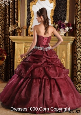 Embroidery and Pick-ups Sweep Train Quinceanera Dress  Custom Made