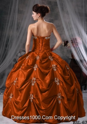 Exclusive Puffy Strapless Appliques for 2014 Quinceanera Dresses with Pick-ups