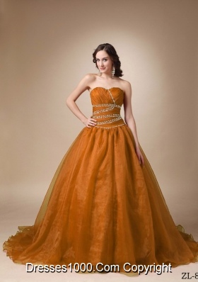 New Style Princess Sweetheart Chapel Train with Beading for 2014 Quinceanera Gowns