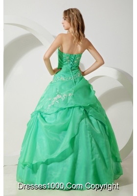 Princess Strapless Quinceanera Dresses with Embroidery and Pick-ups