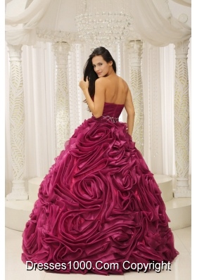 Sweetheart A-line 2014 Quinceanera Dress with Beading and Hand Made Flower