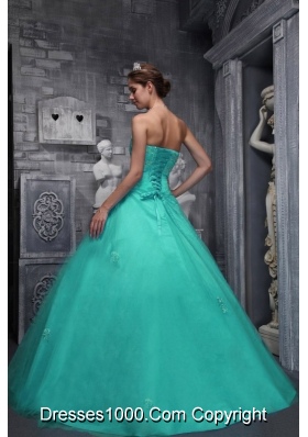 Turquoise Quinceanera Dresses with Sweetheart Beading and Appliques