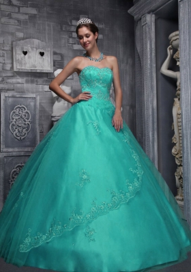 Turquoise Quinceanera Dresses with Sweetheart Beading and Appliques