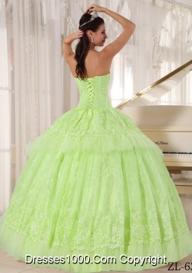 Beautiful Sweetheart Organza Sweet 16 Dresses with Appliques