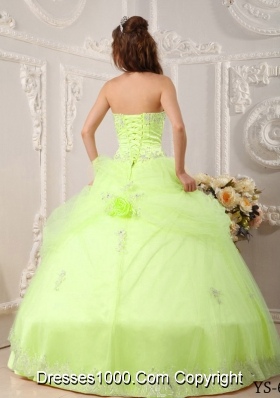 Beautiful Sweetheart Organza Sweet 16 Dresses with Beading and Flowers