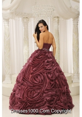 Burgundy A-line Sweetheart 2014 Quinceanera Dress with Beading