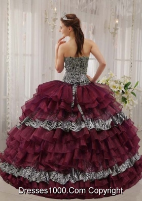 Burgundy Sweetheart Quinceanera Gown Dresses with Beading and Layers