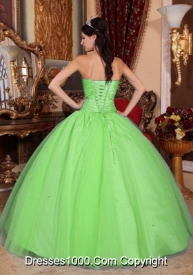 New Style Lemon Green Sweetheart Sweet 15 Dresses with Beading