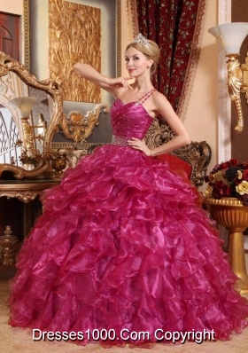New Style One Shoulder Organza Quinceanera Dresses with Beading and Ruffles