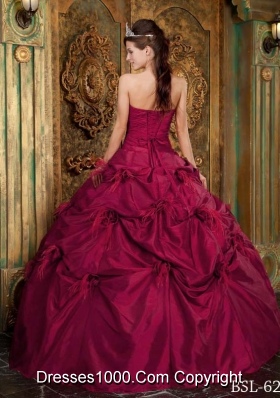 Strapless Quinceanera Gowns Dress with Hand Made Flowers and Beading