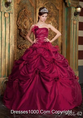 Strapless Quinceanera Gowns Dress with Hand Made Flowers and Beading