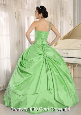 One Shoulder Quinceanera Gown Dresses with Appliques and Beading