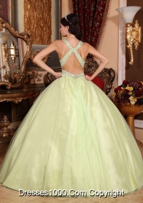 Pretty V-neck Quinceanera Gown Dress with Beading