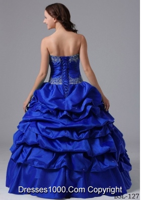 2014 Puffy Strapless Pick-ups Quinceanera Dresses With Beading and Ruching