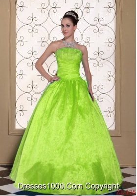 A-line Strapless Cheap Quinceanera Dresses Beaded Decorate Bust Gown