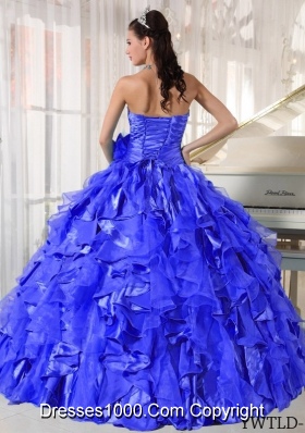 Gorgeous Puffy Sweetheart with Ruffles and Beading Quinceanera Dress for 2014