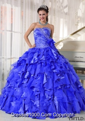 Gorgeous Puffy Sweetheart with Ruffles and Beading Quinceanera Dress for 2014