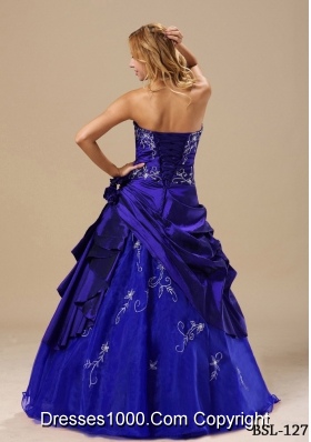 Princess Strapless Embroidery and Hand Made Flowers Quinceanera Gowns for 2014