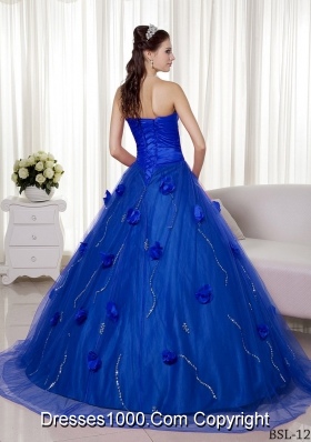 Princess Sweetheart Brush Train for 2014 Quincenera Dresses with Beading