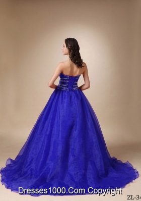 Princess Sweetheart Court Train Beading Quinceanea Dress for 2014