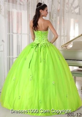 Puffy Strapless Appliques 2014 Dresses For a Quinceanera