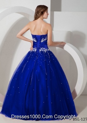 Puffy Strapless with Appliques and Beading Quinceanera Dresses for 2014