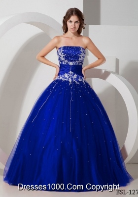 Puffy Strapless with Appliques and Beading Quinceanera Dresses for 2014
