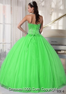 2014 Beading Puffy Sweetheart Tulle Sweet 15 Dresses