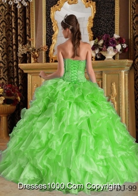 2014 Beautiful Puffy Sweetheart Organza Quinceanera Gowns with Ruffles