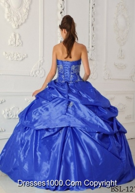 2014 Fashionable Royal Blue Sweetheart Appliques Quinceanera Dresses