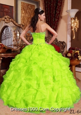 2014 New Style Sweetheart Organza Beading PuffyQuinceanera Gowns