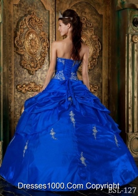 2014 Popular Appliques Quinceanera Dress in Royal Blue