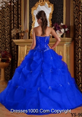 2014 Romantic Puffy Strapless Quinceanera Dress with Appliques