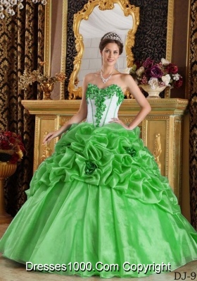 2014 Sweetheart Ball Gown Sweet 16 Dresses with Hand Made Flowers