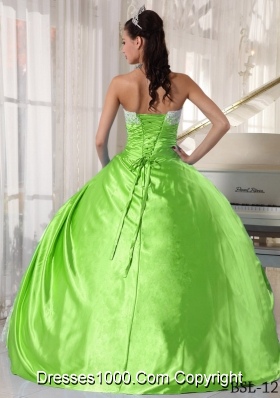 Affordable Strapless Lace Quinceanera Dresses in Spring Green