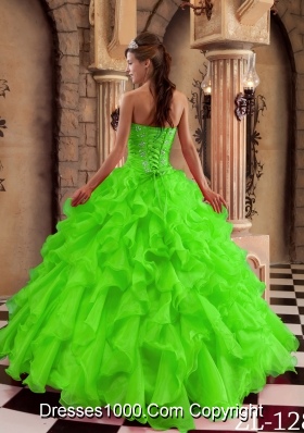 Beautiful Ball Gown Sweetheart Ruffles Quinceanera Dress in Spring Green