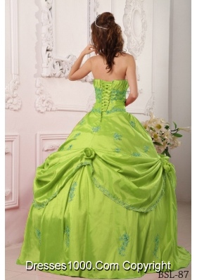 Cheap Princess Strapless Beading and Appliques Quinceanera Dresses