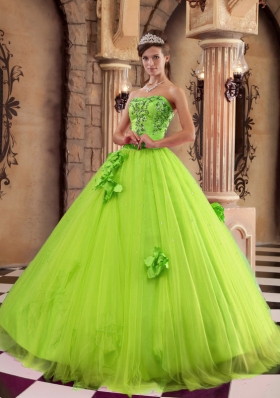Cute Princess Strapless Beading 2014 Quinceanera Dresses in Spring Green