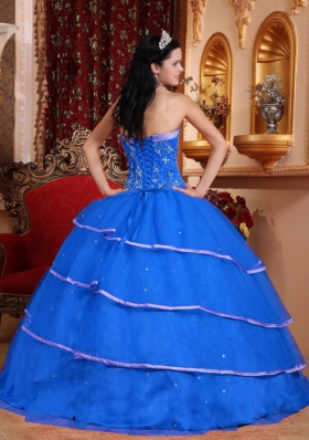 Discount Blue Sweetheart 2014 Beading Quinceanera Dresses